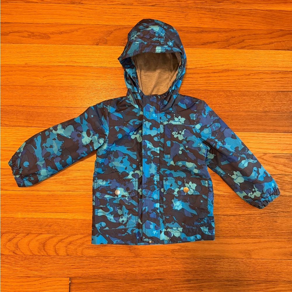 Kids Blue Oshkosh Camo Hooded Winter Jacket